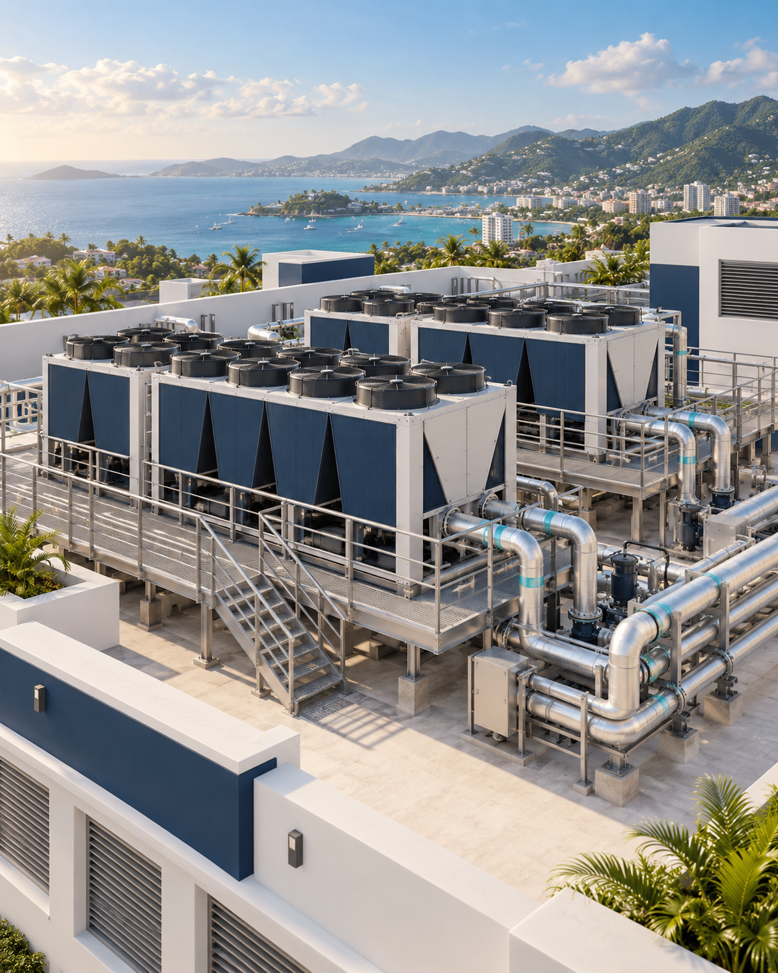 Concept illustration of a commercial cooling installation